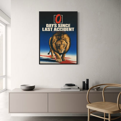 Lion Motivation Art | Days Since Last Accident | Focus Respect Survive | Inspirational Wall Decor Poster Print