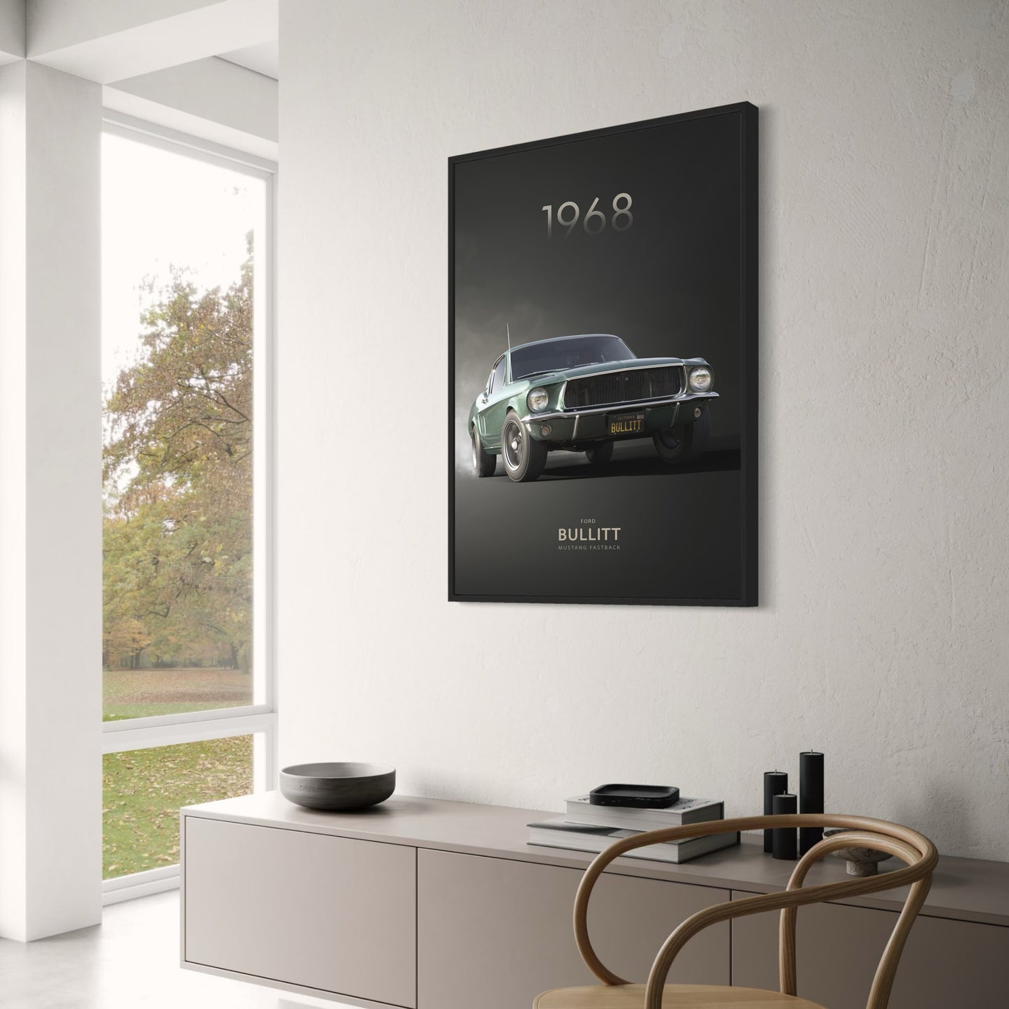 1968 Ford Mustang | Bullitt in Highland Green | Vintage Muscle Car Art