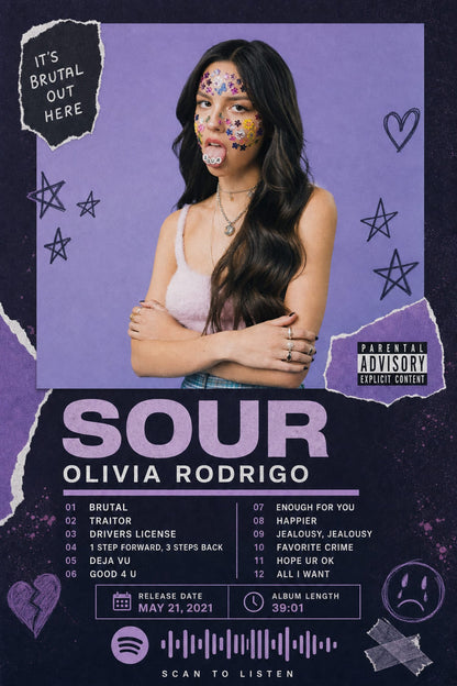 SOUR Album Art | Birthday Gift | Music Wall Decoration | High Quality Print | Collectible Music Poster | Perfect for Bedroom or Living Room Decor