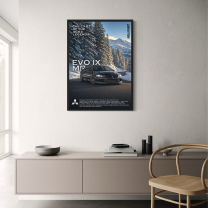 Mitsubishi Lancer Evolution IX MR Turbo | Iconic Car Art | Snowy Mountain Road Scenery | Legendary 4G63 Engine Tribute Poster Print