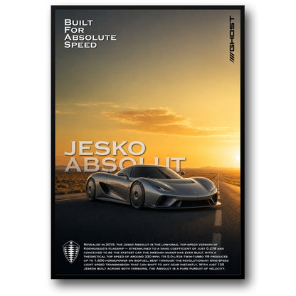 Koenigsegg Jesko | Built for Absolute Speed | Fast Car Jesko Absolut | High Performance Vision | Stylish Design Print Poster