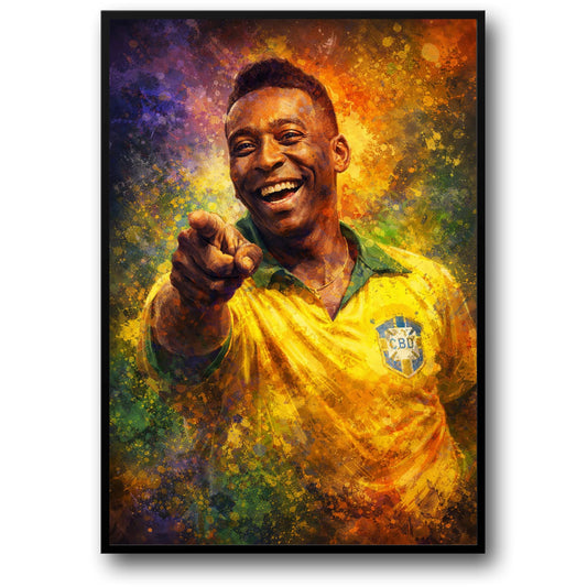 Celebrated Footballer Art Poster | Yellow and Green Paint Splash Design | Sports Enthusiasts Wall Decor | High-Quality Print for Art Lovers and Football Fans | Colorful Iconic Athletic Inspiration