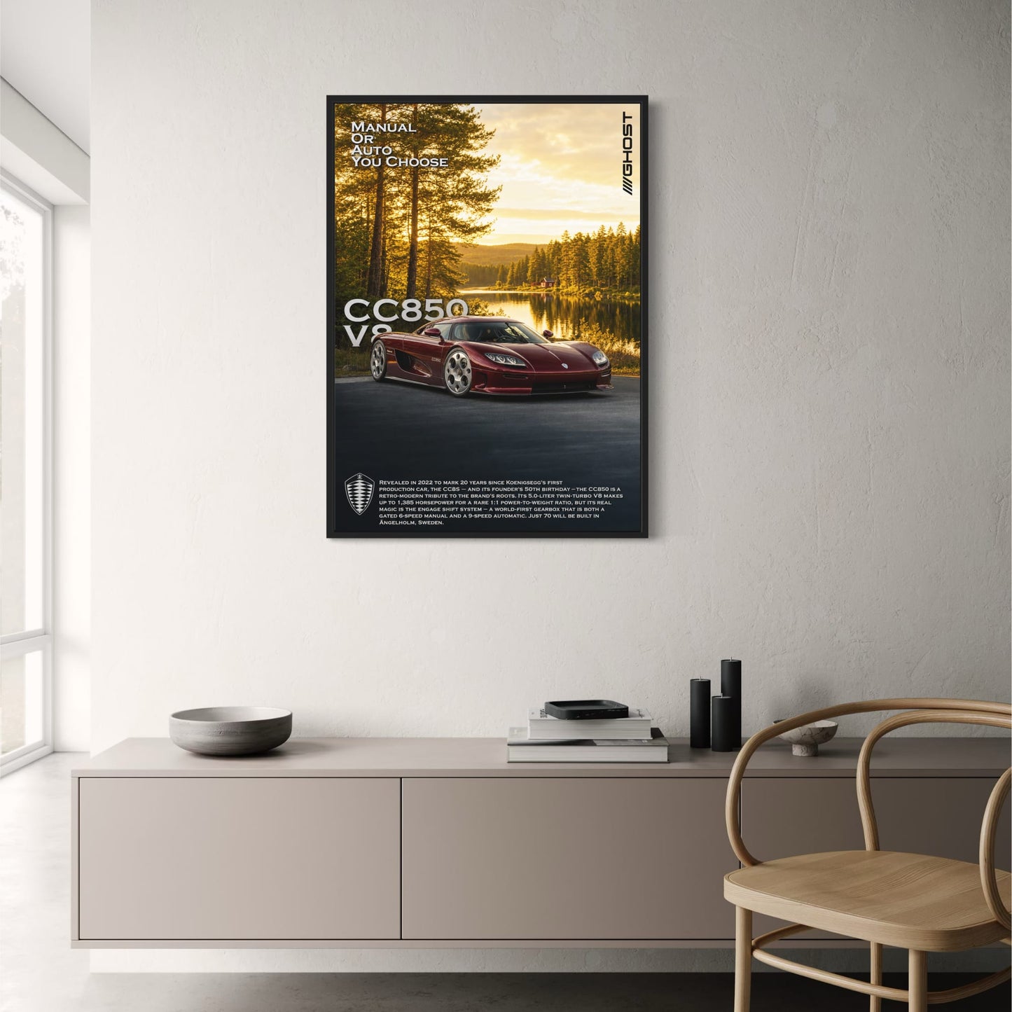 Koenigsegg CC850 V8 | Retro-Modern Tribute | Luxury Sports Car Legacy | High Performance Engine Art Print Poster