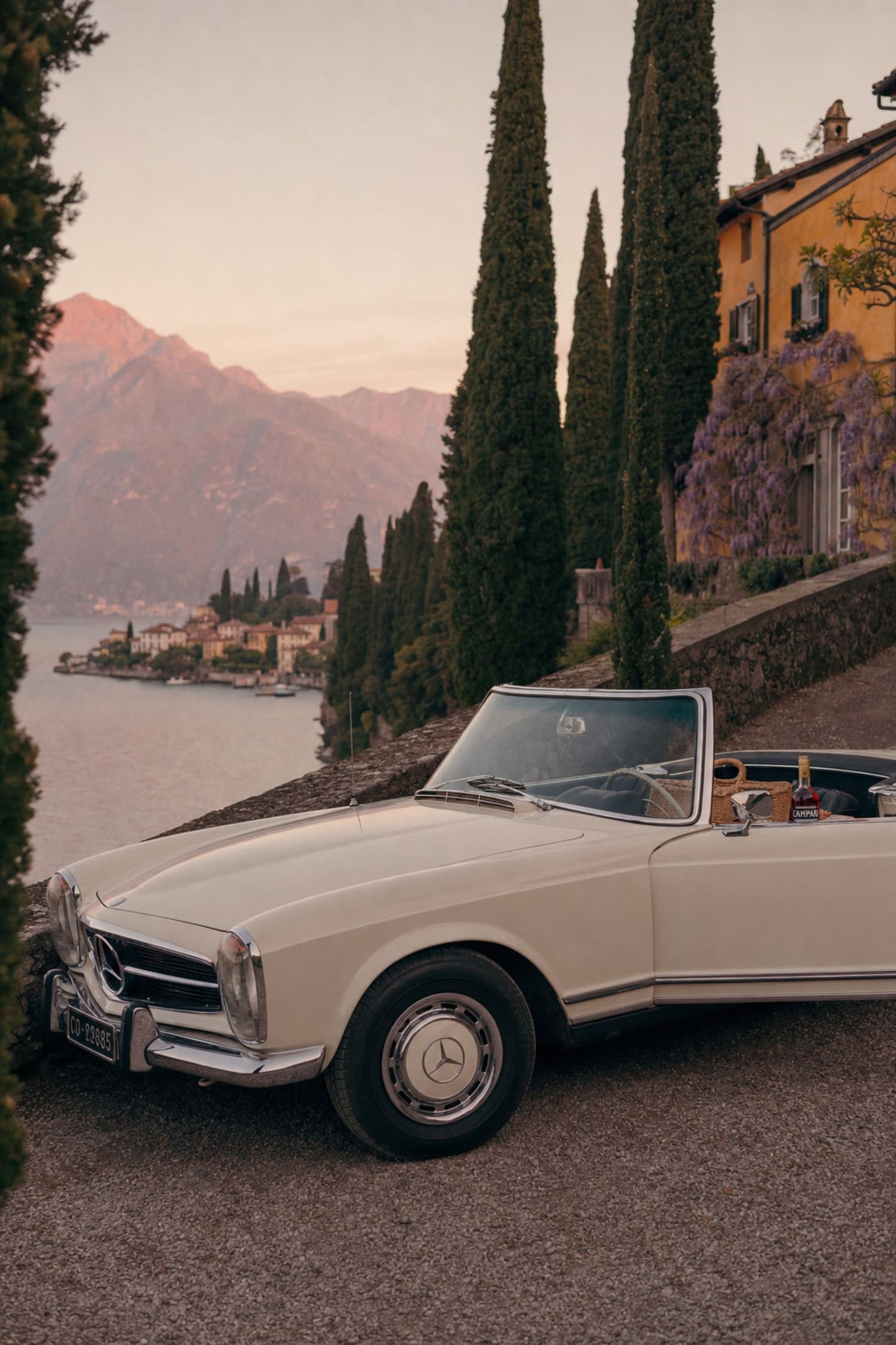 Vintage Convertible by Lake | Classic Car Landscape Photography | Wall Art Poster | Retro Style Print | Vintage Car Poster