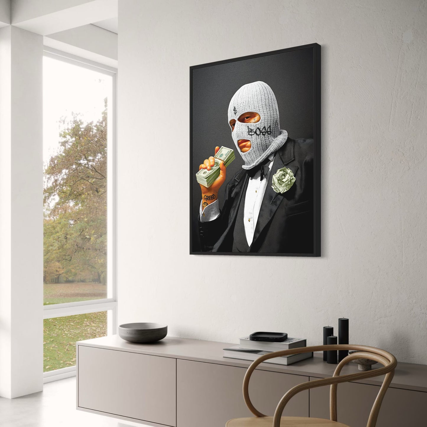 Balaclava Figure | Tuxedo & Tattoos | Wealth & Power Themes