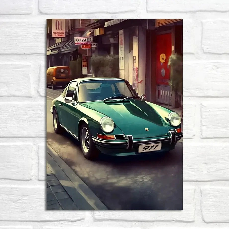 Porsche 911 Poster | Urban Adventures | Downtown Drive | Cityscape Visual Art