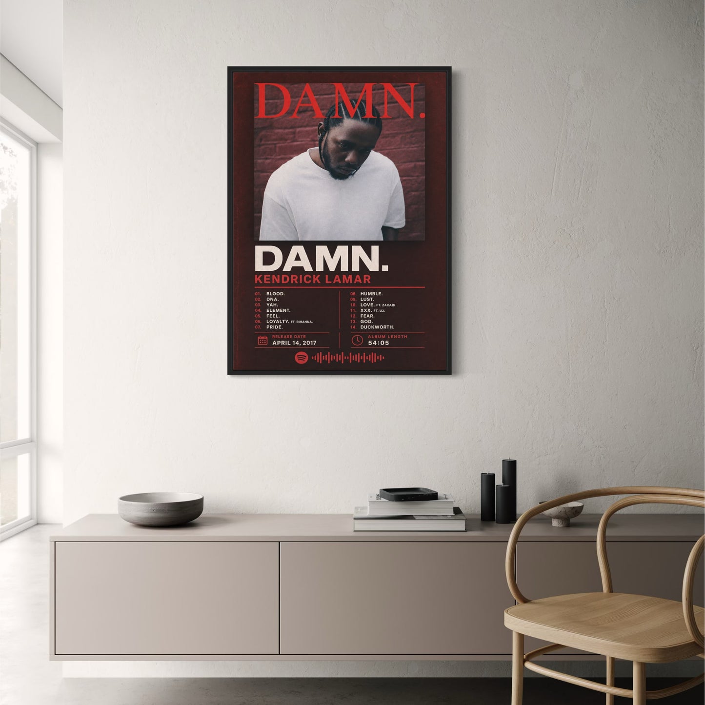 Kendrick Lamar DAMN Album Art Poster | Music Wall Decor Print | Iconic Hip Hop Artwork for Fans and Collectors | High Quality Music Print