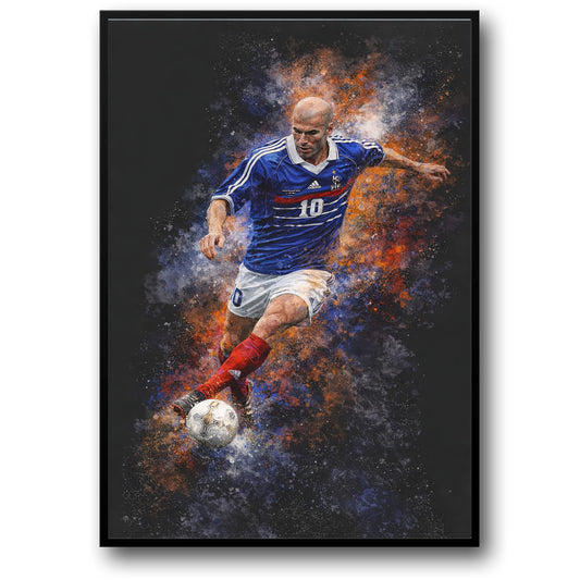 Sports Art | Blue Red Jersey Athlete in Motion | Vivid Colors High-Quality Print | Passionate Soccer Poster | Home Decor