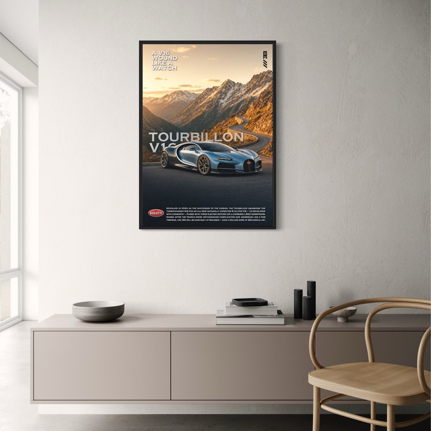 Bugatti Tourbillon V16 Supercar Art Print | Exclusive Edition Poster | High-Performance Automotive Wall Decor | Iconic Design Display
