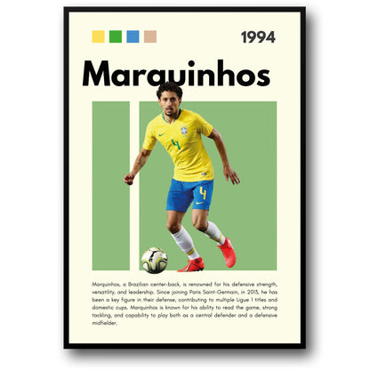 Marquinhos | Brazil National Team | Iconic No. 4 | Yellow Blue Kit