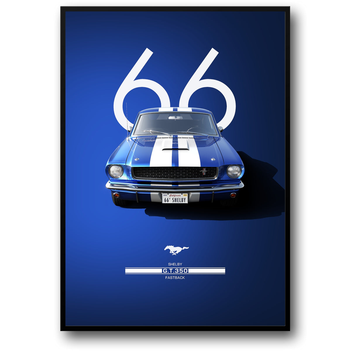 Vintage Shelby G.T.350 | 1966 Mustang | Blue with White Stripes – Wall ...