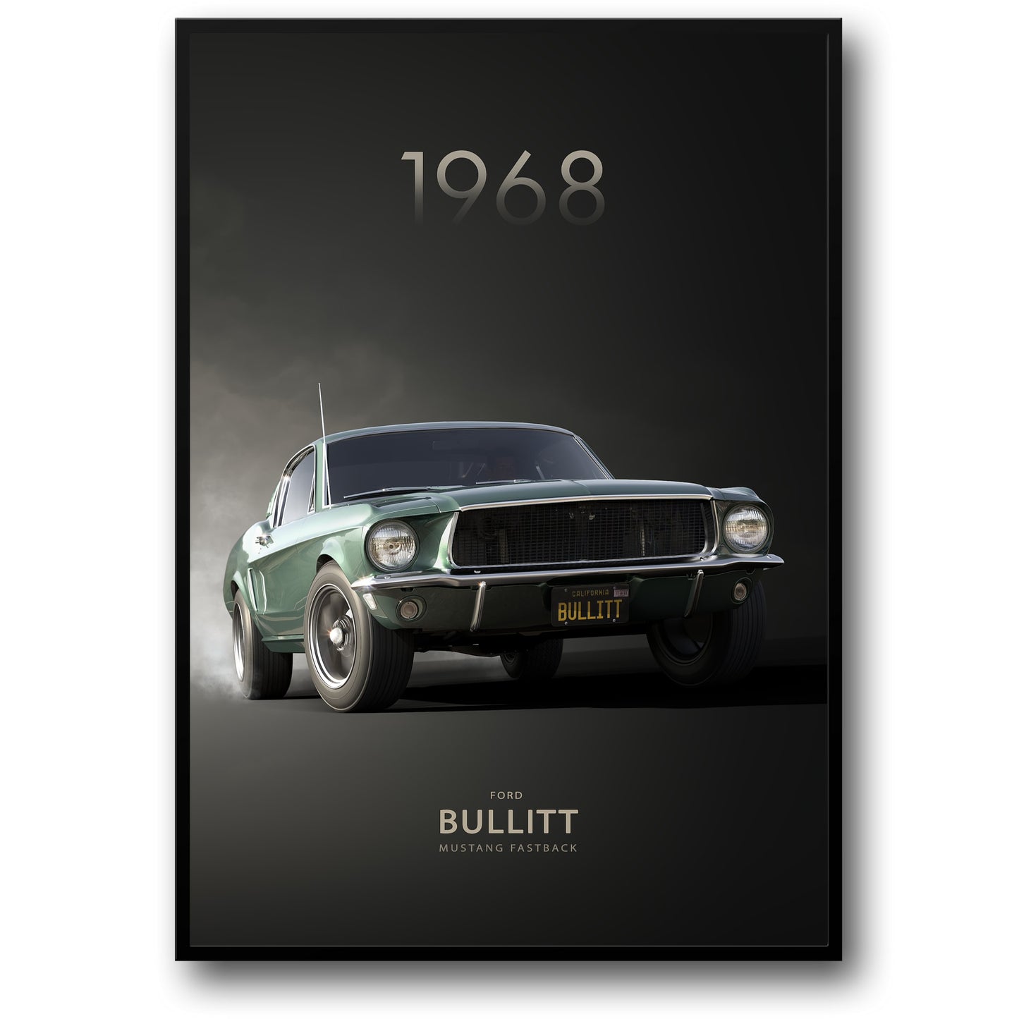 1968 Ford Mustang | Bullitt in Highland Green | Vintage Muscle Car Art