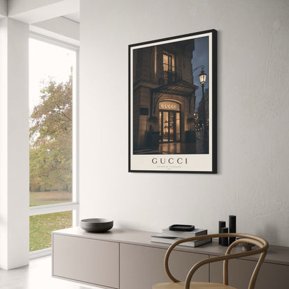 Elegant Luxury Boutique Entrance | Evening Ambiance Street Photography Print | Chic Fashion Storefront Poster