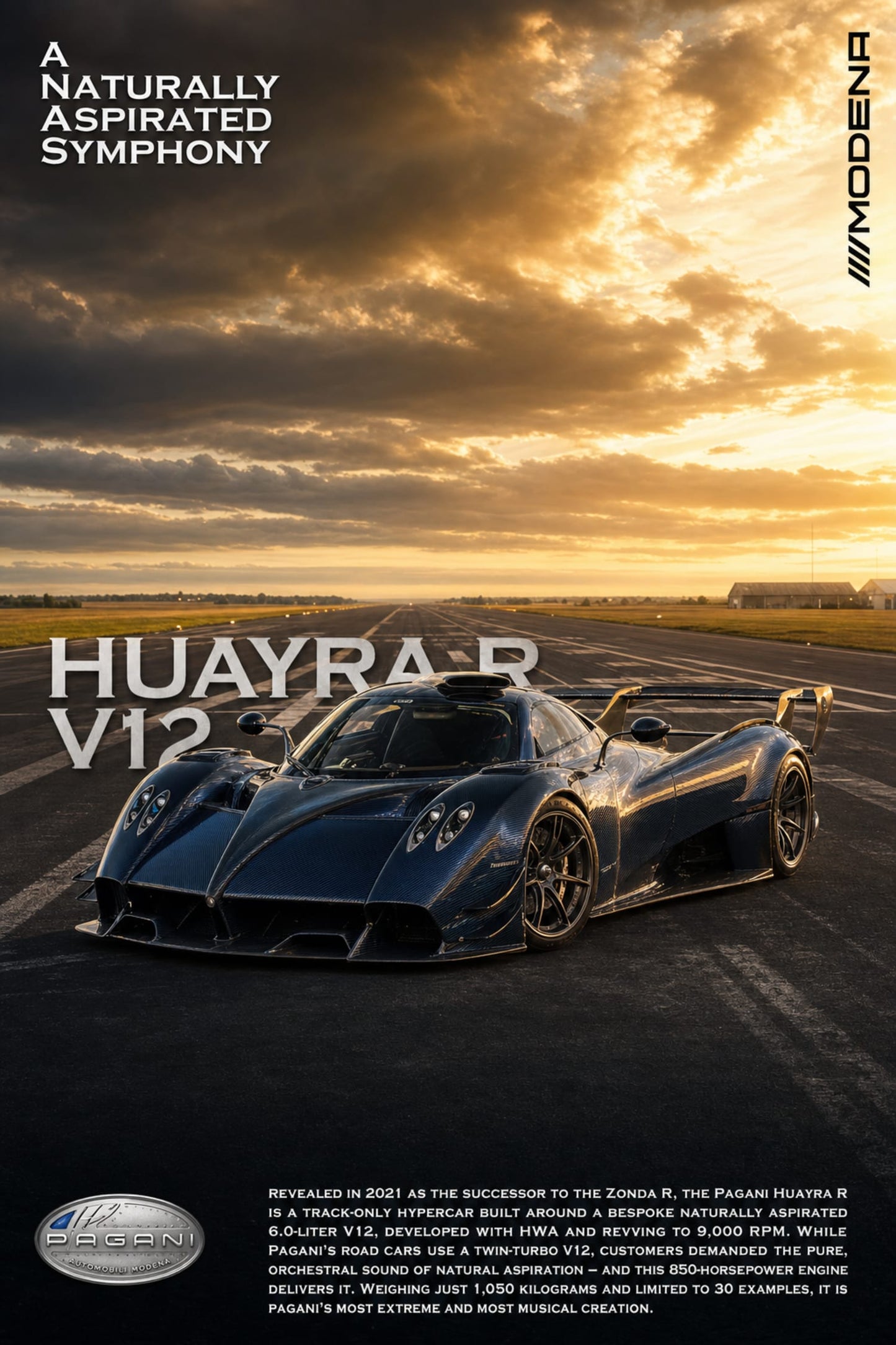 Pagani Huayra R V12 | Luxury Hypercar Art | Automotive Wall Print | High-Quality Poster for Car Enthusiasts | Exotic Sports Car Decor | Perfect Gift for Car Lovers | Motorsport Art Print | Exclusive Design Poster