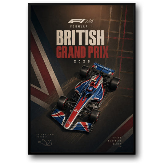 Formula 1 | British Grand Prix 2025 | Silverstone Circuit | F1 Car Racing Art | Motorsport Poster Print Decor