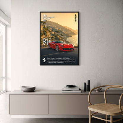 Ferrari 812 Superfast V12 Poster | High Performance Vehicle Art Print | Luxury Supercar Wall Decor