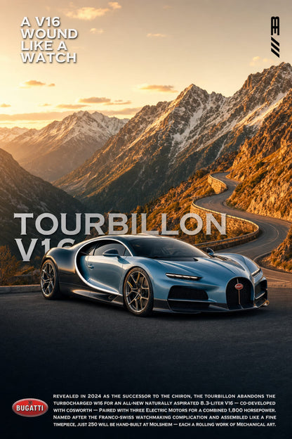 Bugatti Tourbillon V16 Supercar Art Print | Exclusive Edition Poster | High-Performance Automotive Wall Decor | Iconic Design Display