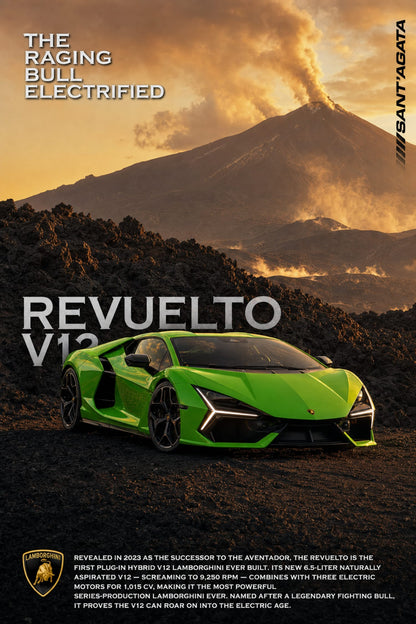 Lamborghini Revuelto V12 | Electrified Hybrid Supercar Poster | Automotive Art Print | Exclusive High-Performance Design Poster