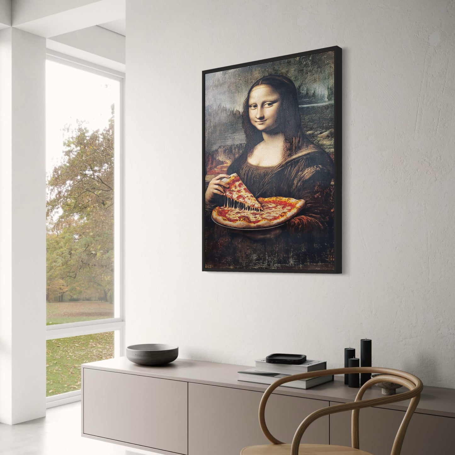 Renaissance Icon | Modern Pizza Humor | Rustic Decor