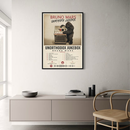 Bruno Mars Unorthodox Jukebox Album Art Print | Retro Music Decor Poster | Gorilla Jukebox Design for Home or Office