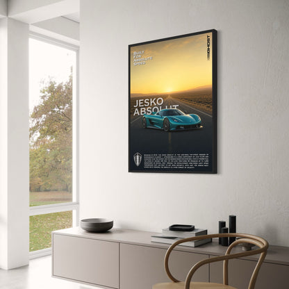Koenigsegg Jesko Absolut Fast Car Art | Ultimate Speed Supercar | High-Performance Vehicle Poster Print | Automotive Decor Wall Art | Elegant Landscape Design