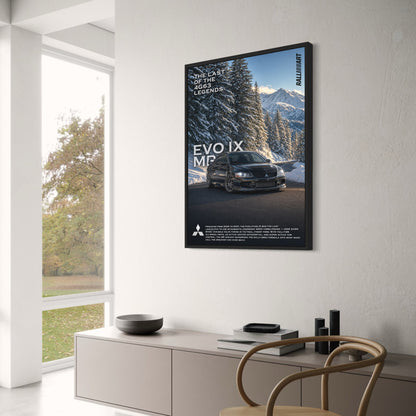 Mitsubishi Lancer Evolution IX MR Turbo | Iconic Car Art | Snowy Mountain Road Scenery | Legendary 4G63 Engine Tribute Poster Print