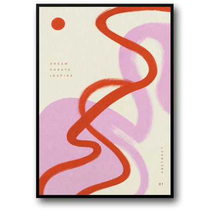 Abstract Art Poster | Dream Create Inspire | Red & Purple Modern Design Print | Inspirational Wall Art Decor
