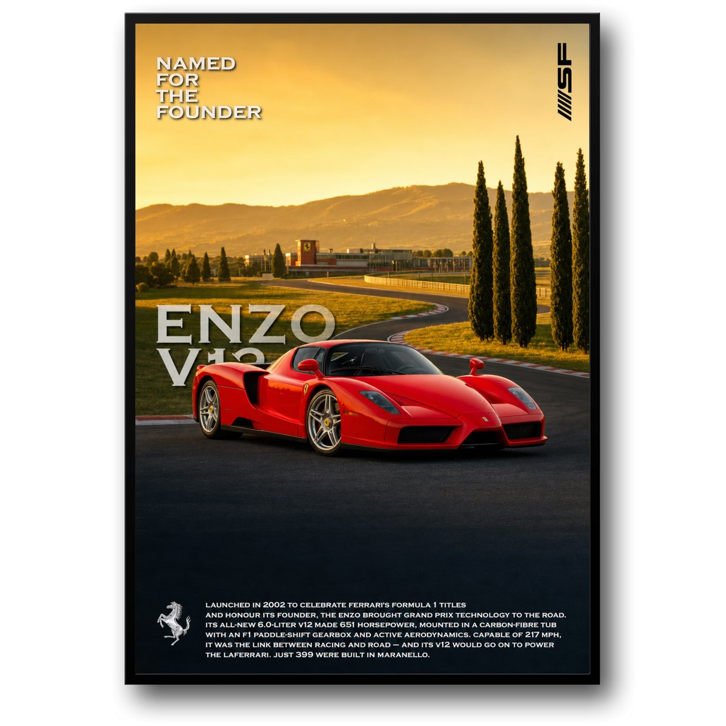 Ferrari Enzo V12 Supercar Tribute | Iconic Italian Racing Art Print | Automotive Decor Poster for Enthusiasts | Speed and Luxury Memorabilia