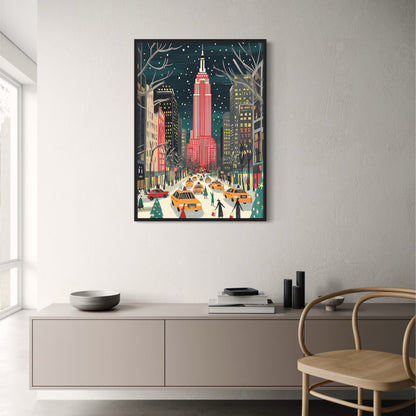 Empire State Building | Festive Red & White Cityscape