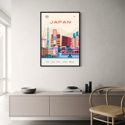 Japan Cityscape Poster | Vibrant Tokyo Skyline | Ideal Home Decor | Modern Graphic Art Print