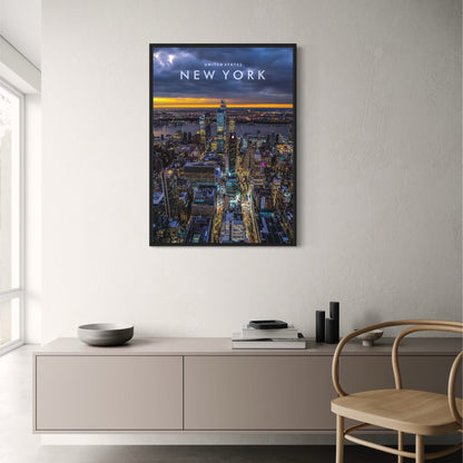 Hudson Yards Twilight Poster | Modern Urban Skyline | New York City Art Print | Contemporary Decor