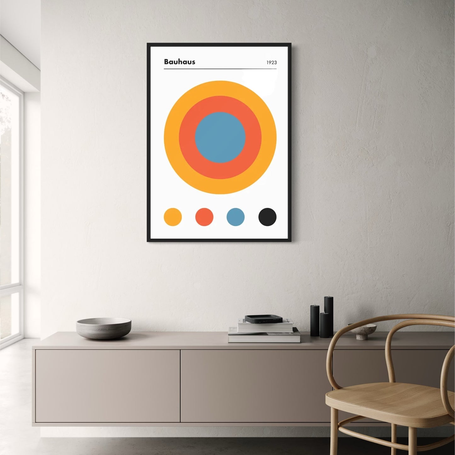 Piet Mondrian | Abstract Composition | Geometric Art | Circle Shades Design | Wall Poster Decor