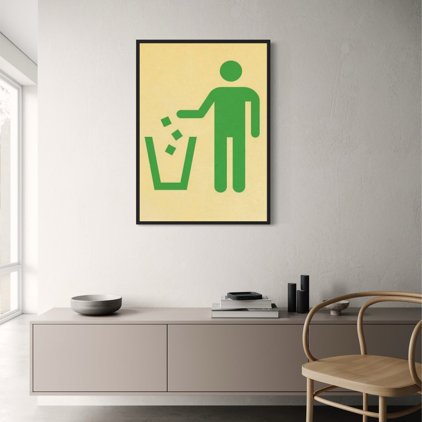 Vintage Garbage Can Warning Sign | Industrial Danger Art