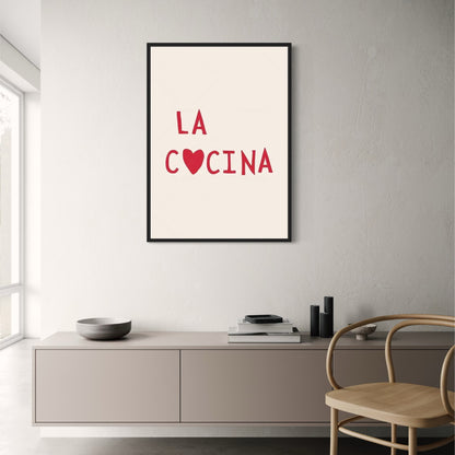 Hand Drawn Minimalist Kitchen Art Poster | Black & White Food Illustration | Modern Rustic Wall Decor | La Cocina