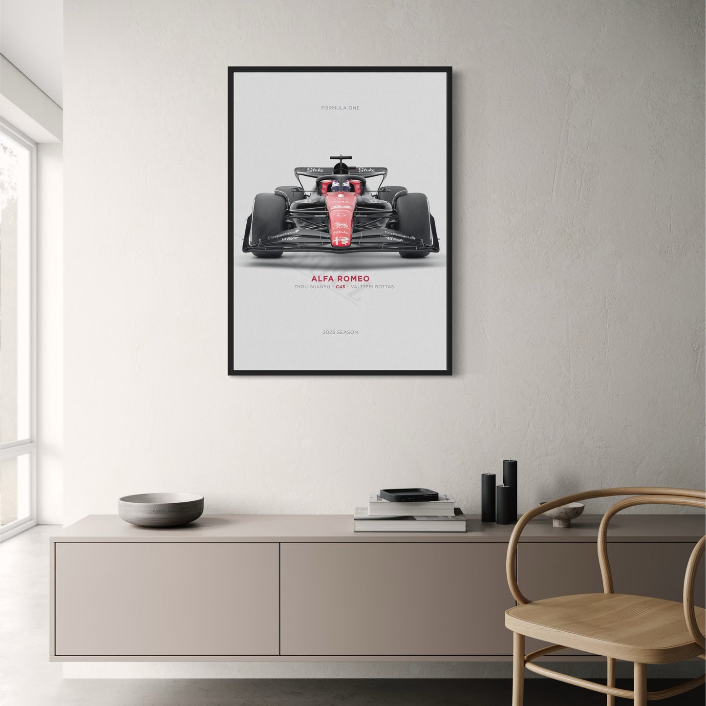 Alfa Romeo C43 Poster | Zhou Guanyu & Valtteri Bottas | Formula 1 Racing Art | Speed & Precision Decor