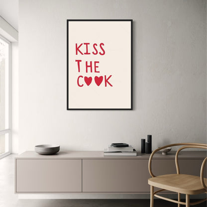 Minimalist Kitchen Art | Kiss The Cook | Black & White