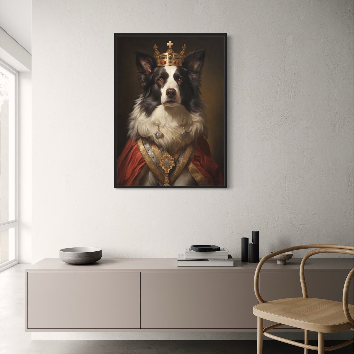 Border Collie Portrait | Royal Red Cloak