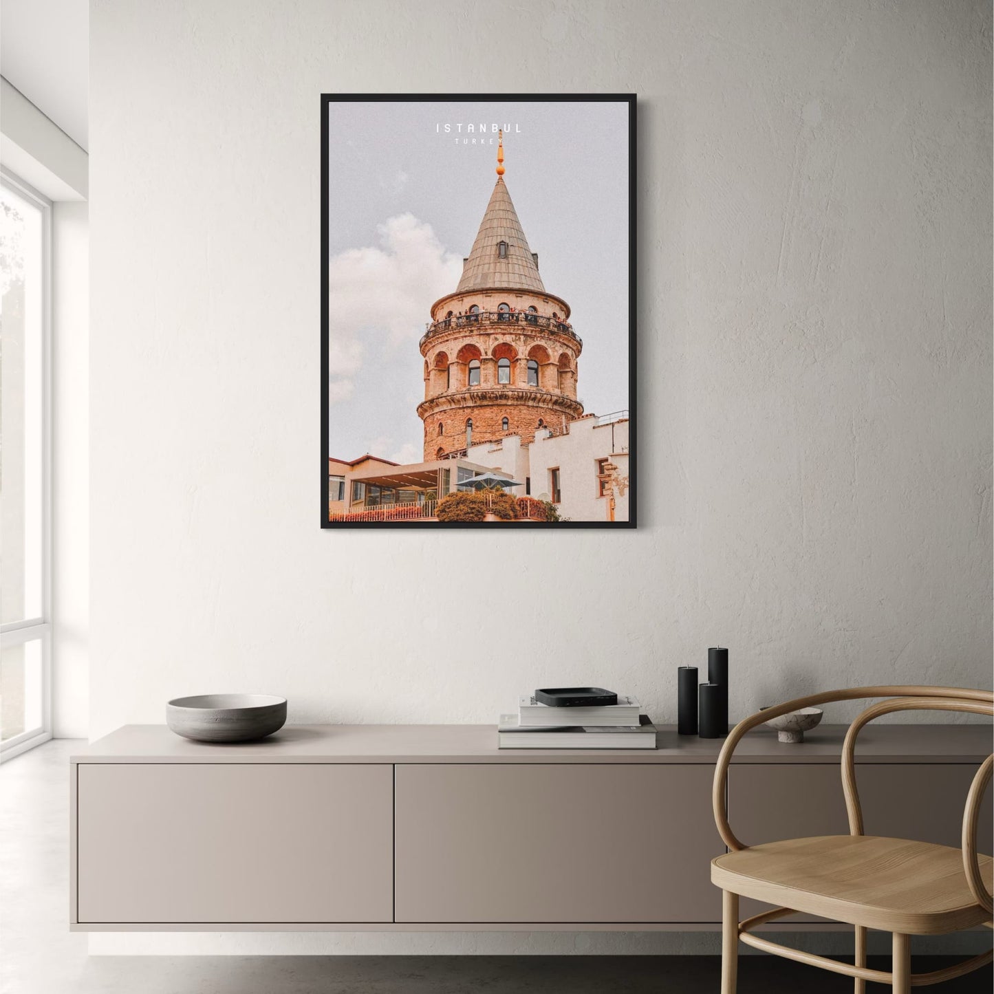 Galata Tower Poster | Istanbul Cityscape | Historic Landmark | Daytime Scene | Explore Turkish Heritage