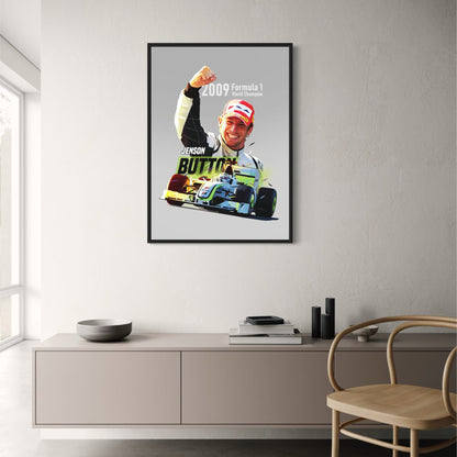 F1 Racing Legend Jenson Button | Formula 1 Racer Helmet Art | Decor Poster