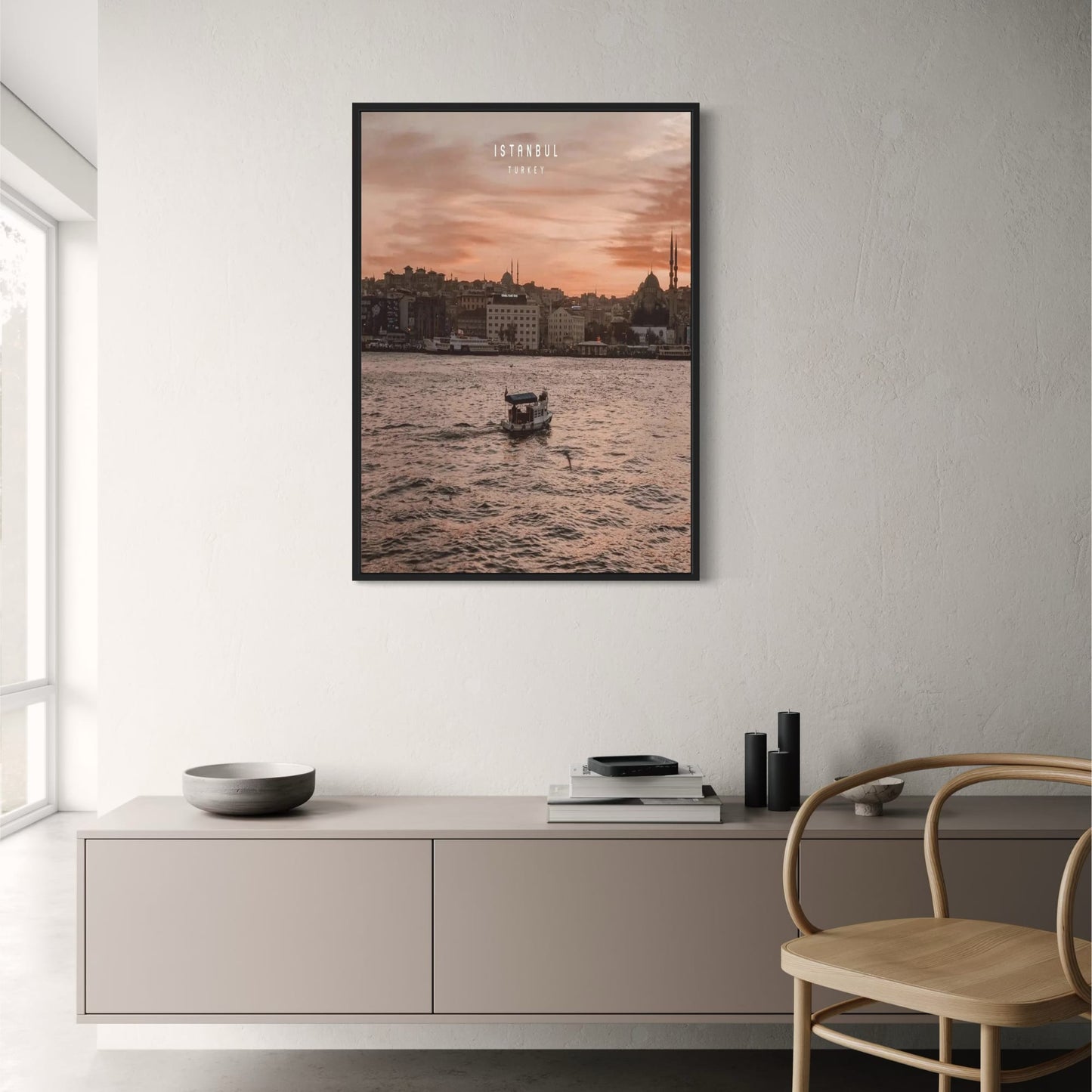 Galata Bridge Evening Poster | Istanbul Cityscape | Twilight Over Istanbul Waters | Turkish Decorative Art | Constantinople Scenery