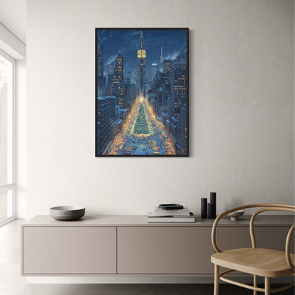 Christmas Tree Cityscape | Festive Winter Night