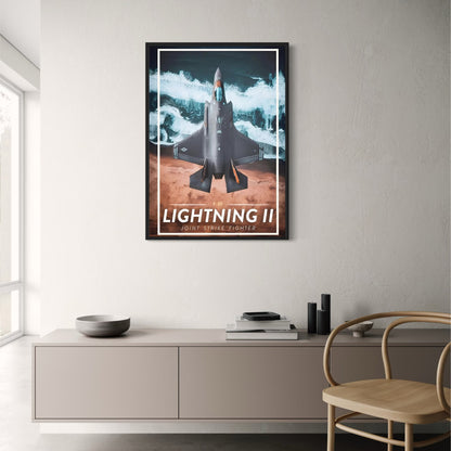 F-35 Lightning II Jet Art Print | Military Aviation Home Decor | Bold Aesthetic Poster for Office and Museums