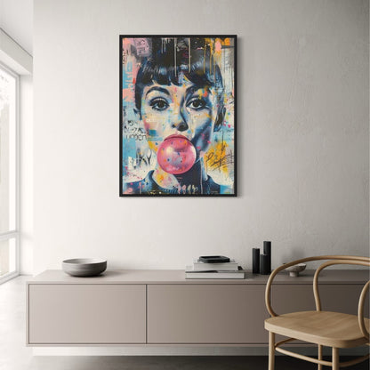 Bubble Gum Blowing Woman | Vibrant Pop Art