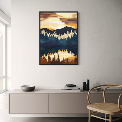 Golden Mountain Abstract Landscape