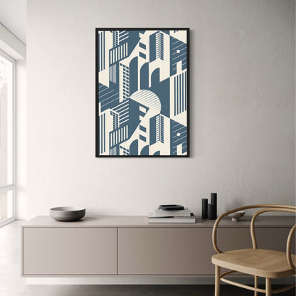 Bauhaus Metropolis Mirage | Abstract Cityscape Poster | Home Decor Artwork | Urban Wall Art
