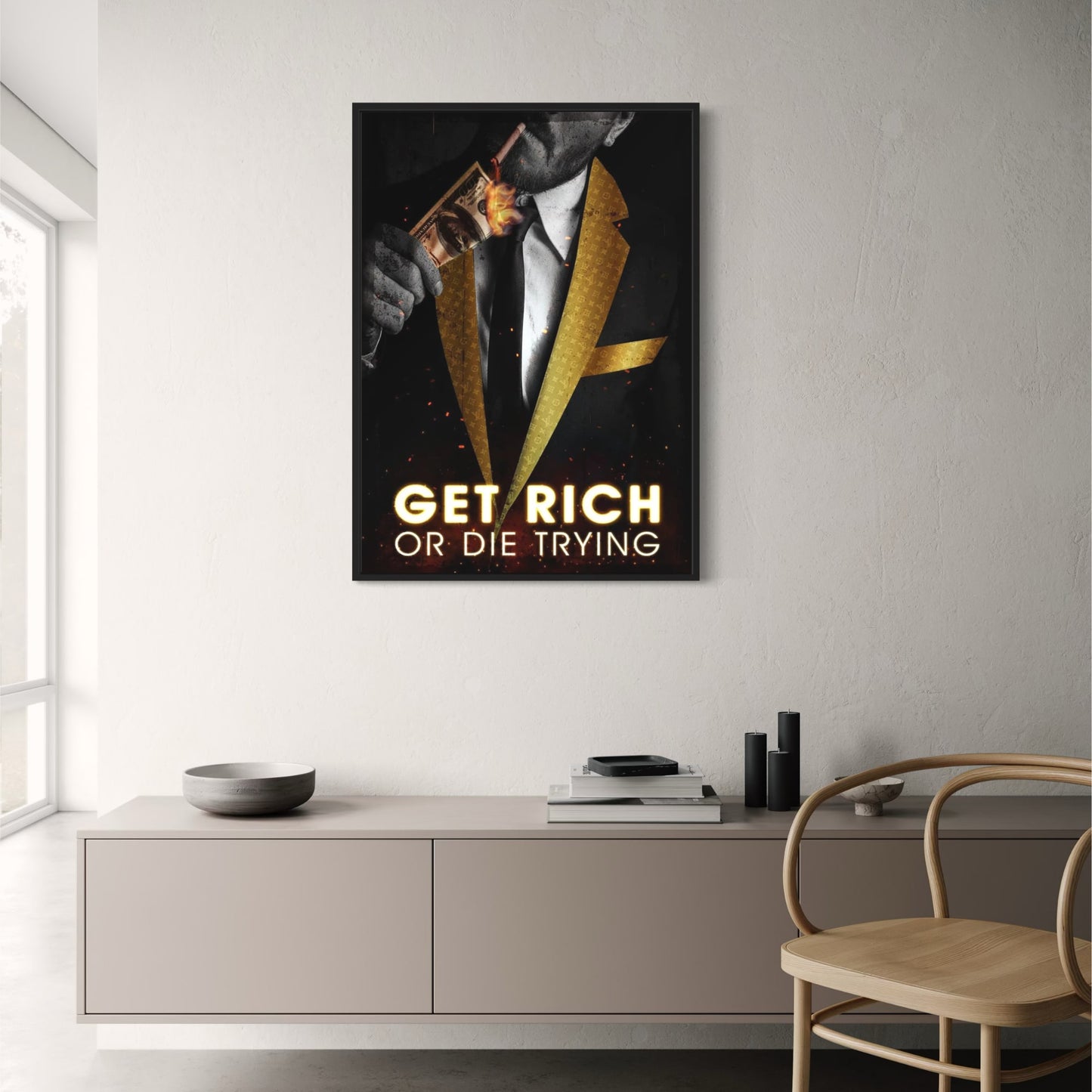 Get Rich or Die Trying Poster  Motivational Luxury Money Art | Home Decor | Decoration Poster