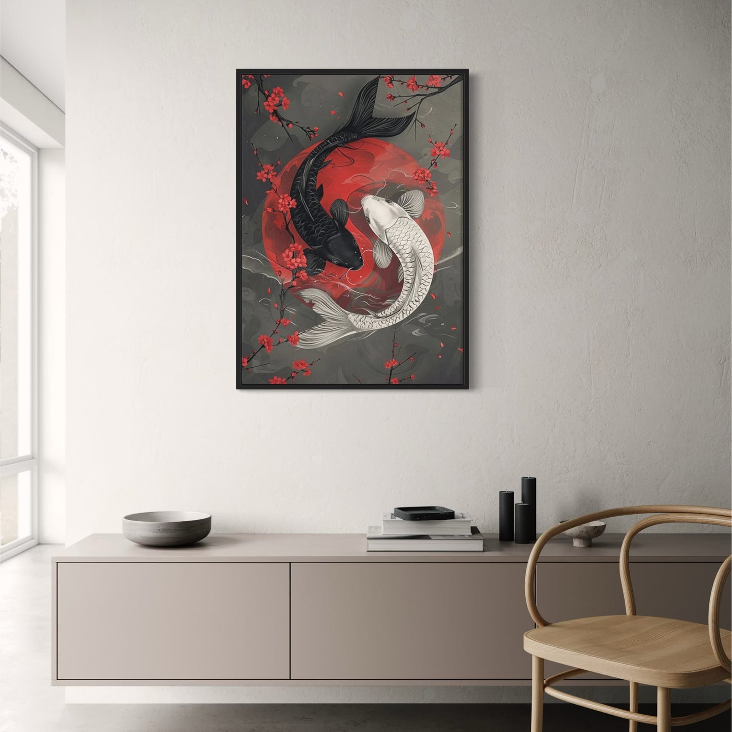 Japanese Koi Yin Yang | Ukiyo-e Style