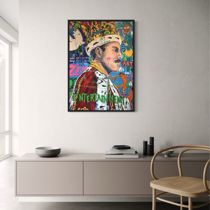 Abstract Graffiti Art Poster | Queen of England Portrait | Living Room Wall Decor | Street Pop Canvas Print