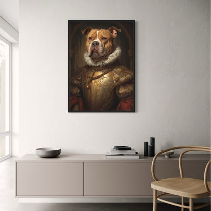 Pitbull in Golden Armor | Regal Dog Art