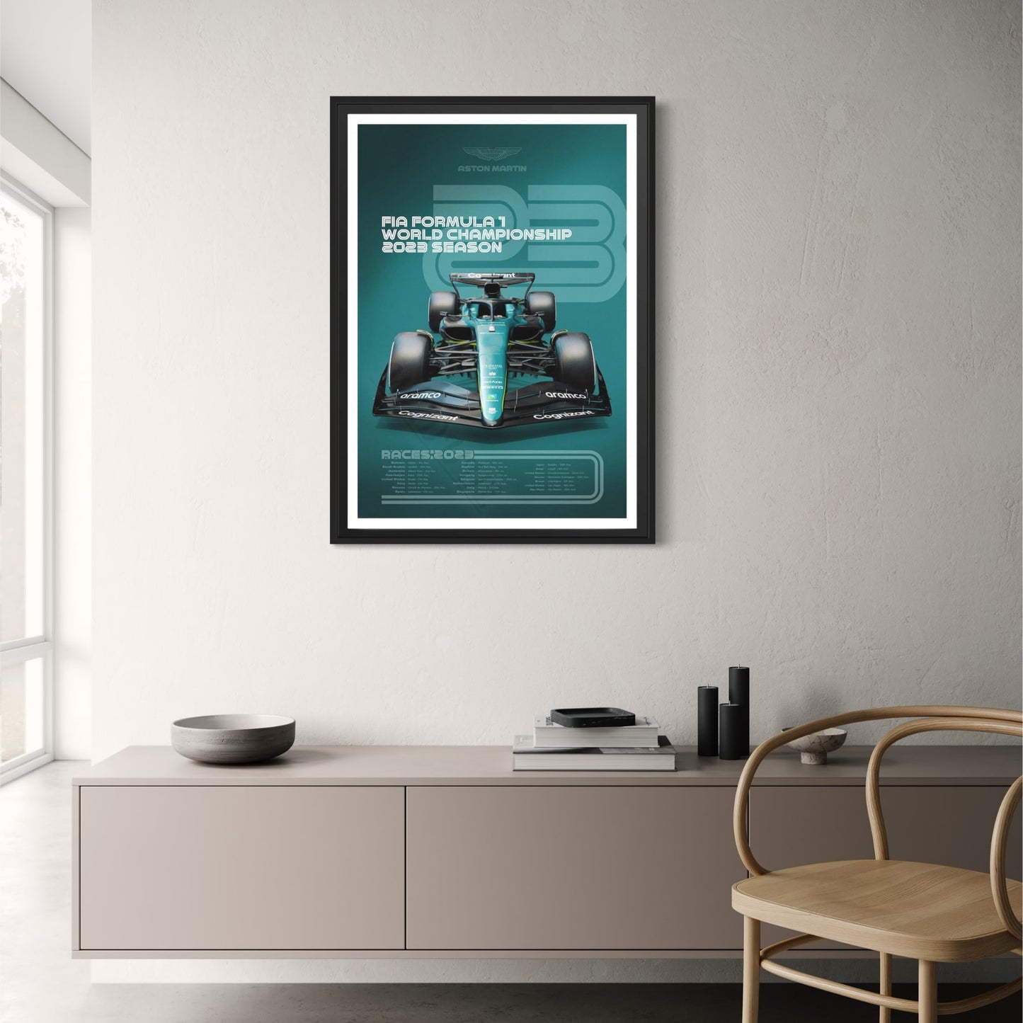 Aston Martin | Fernando Alonso | Lance Stroll | Sleek 2023 F1 Season Team Racing Poster